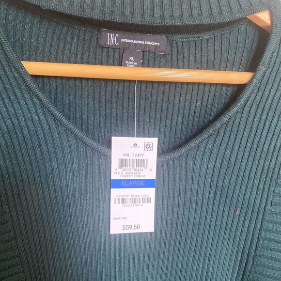 INC International Concepts Green Ribbed Cut Out Sweater NWT - Picture 4 of 4